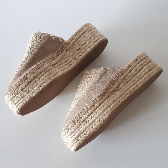 NWOT Zara ecru and khaki suede crochet espadrille platform sandals, EU 38 - Picture 10 of 14